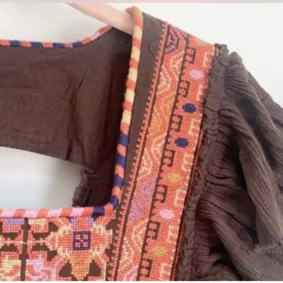 Free People Day glow dress bitter Oli in brown with embroidery. Size Small NWT. - Picture 8 of 11